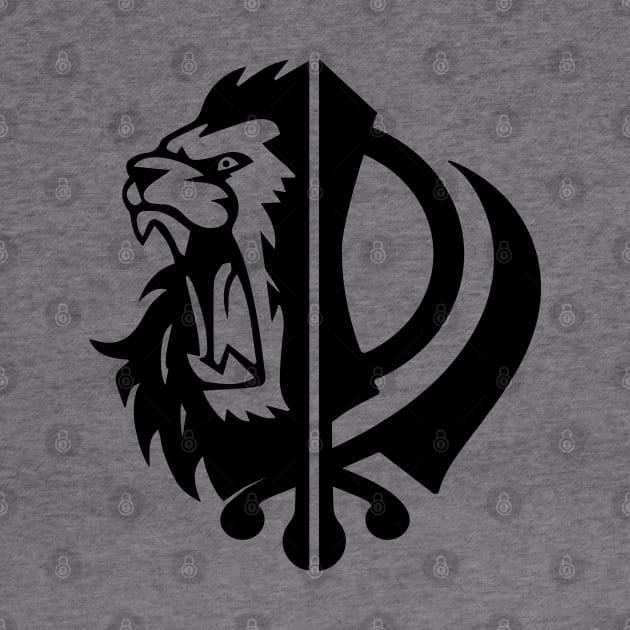 Sikh symbol khanda with Half Lion Face by PUNJABISTYL